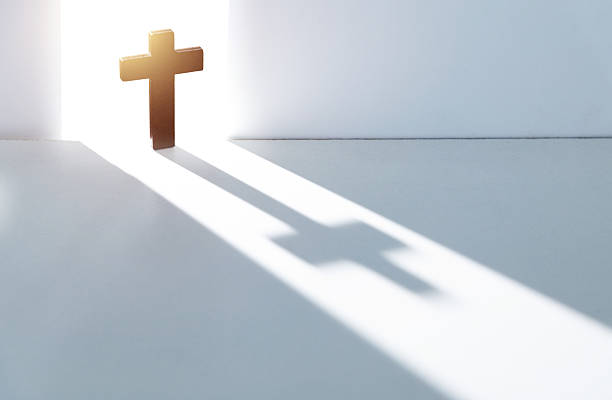 Open door with a religious cross